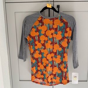 LuLaRoe Disney Randy (Long Sleeve Tee - Orange and Gray)